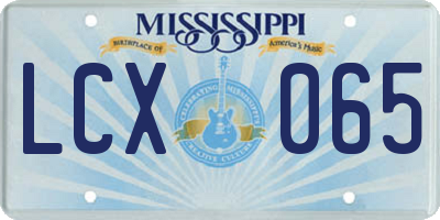 MS license plate LCX065