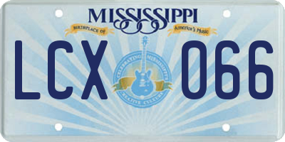 MS license plate LCX066