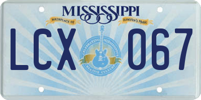 MS license plate LCX067