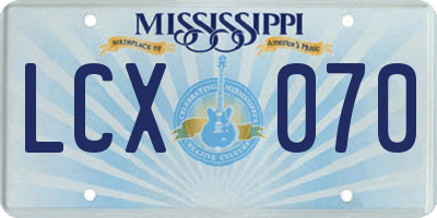 MS license plate LCX070