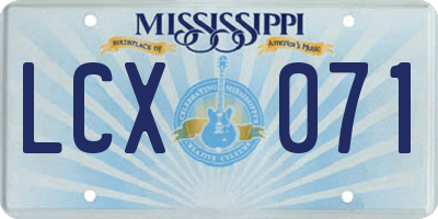 MS license plate LCX071