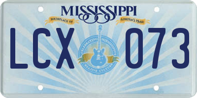 MS license plate LCX073