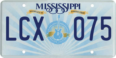 MS license plate LCX075