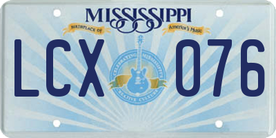 MS license plate LCX076