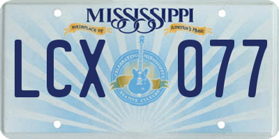 MS license plate LCX077