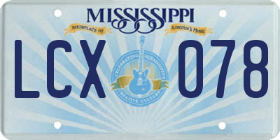 MS license plate LCX078
