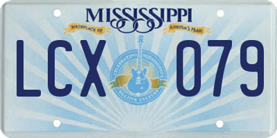 MS license plate LCX079