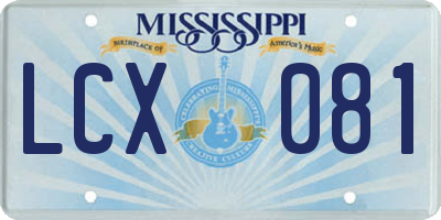 MS license plate LCX081