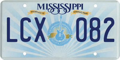MS license plate LCX082