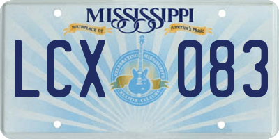 MS license plate LCX083