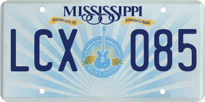 MS license plate LCX085