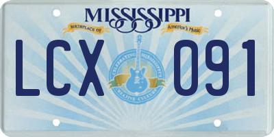 MS license plate LCX091