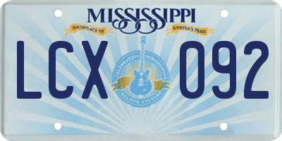MS license plate LCX092