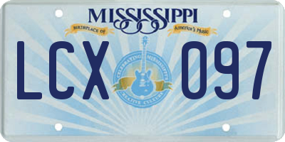 MS license plate LCX097