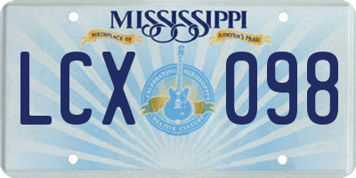 MS license plate LCX098