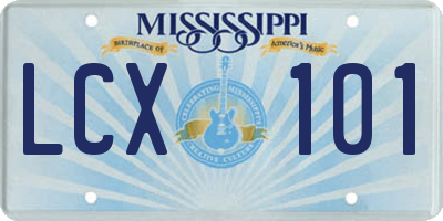 MS license plate LCX101