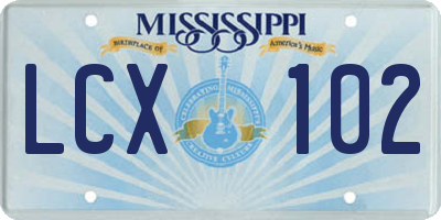 MS license plate LCX102