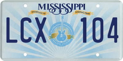 MS license plate LCX104