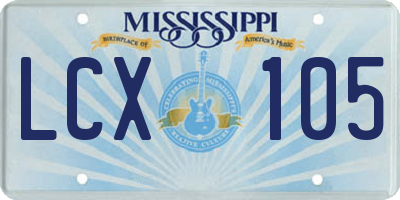 MS license plate LCX105