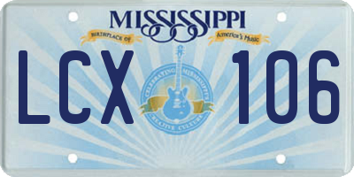 MS license plate LCX106