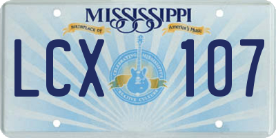 MS license plate LCX107