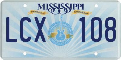 MS license plate LCX108