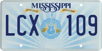 MS license plate LCX109