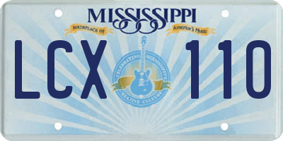 MS license plate LCX110