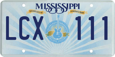 MS license plate LCX111