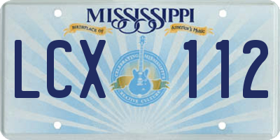 MS license plate LCX112