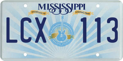 MS license plate LCX113