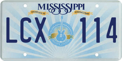 MS license plate LCX114