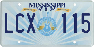 MS license plate LCX115