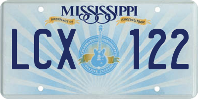 MS license plate LCX122