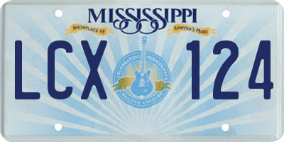 MS license plate LCX124