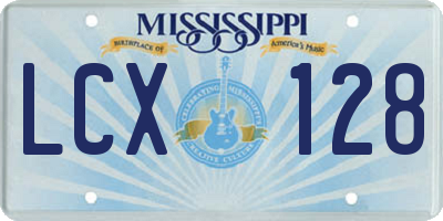 MS license plate LCX128