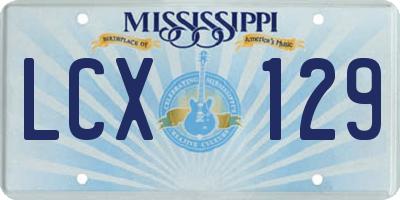 MS license plate LCX129