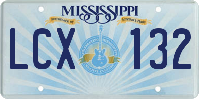 MS license plate LCX132