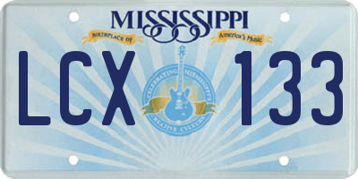 MS license plate LCX133