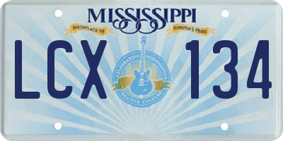 MS license plate LCX134
