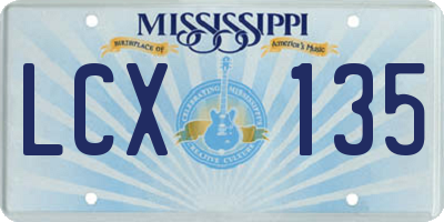 MS license plate LCX135