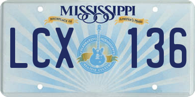 MS license plate LCX136