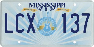 MS license plate LCX137