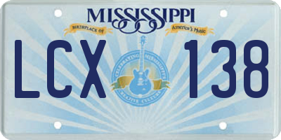 MS license plate LCX138