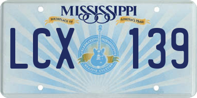 MS license plate LCX139