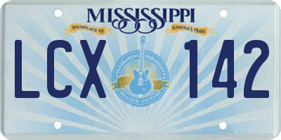 MS license plate LCX142