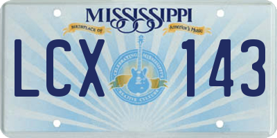 MS license plate LCX143