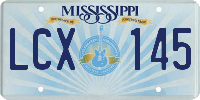 MS license plate LCX145