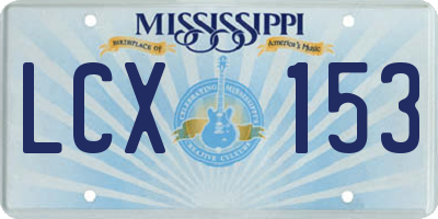 MS license plate LCX153