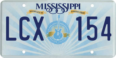 MS license plate LCX154
